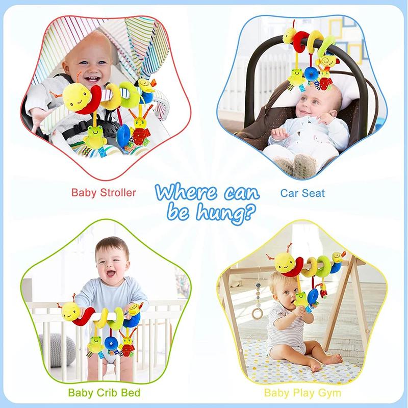 Cute Musical Spiral Hanging Toy, Baby Rattles For Crib Stroller Car Seat Travel, Suitable For Baby Boys Girls