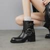 Новые сексуальные женские ботильоны в стиле ретро, толстые каблуки, пряжки, мотоциклетные ботинки, высокие осенне-зимние панк-обувь для танцев, женские ботинки