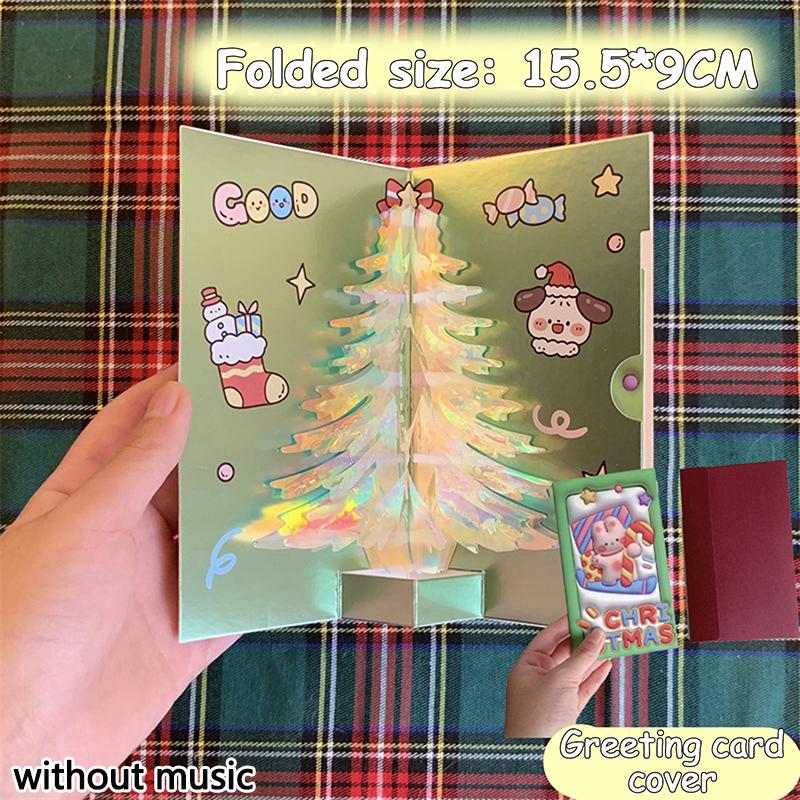 3D Pop Up Рождественская открытка с музыкой Счастливого Рождества Поздравительная открытка Рукописные благословения Пригласительные открытки Подарки на День благодарения