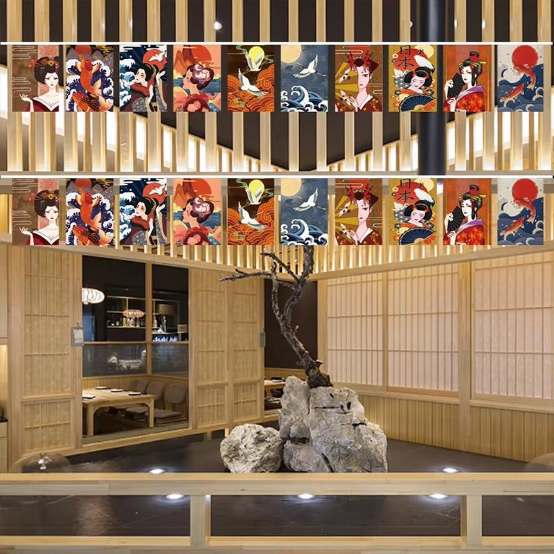Hanging String Flags Japanese Style Sushi Restaurant Bunting Banners Izakaya Food Theme Restaurant Tea House Decoration
