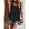 Модный летний женский трикотажный жилет с круглым вырезом, однотонный женский свободный повседневный новый топ на бретелях, ажурная элегантная однотонная рубашка, простая одежда
