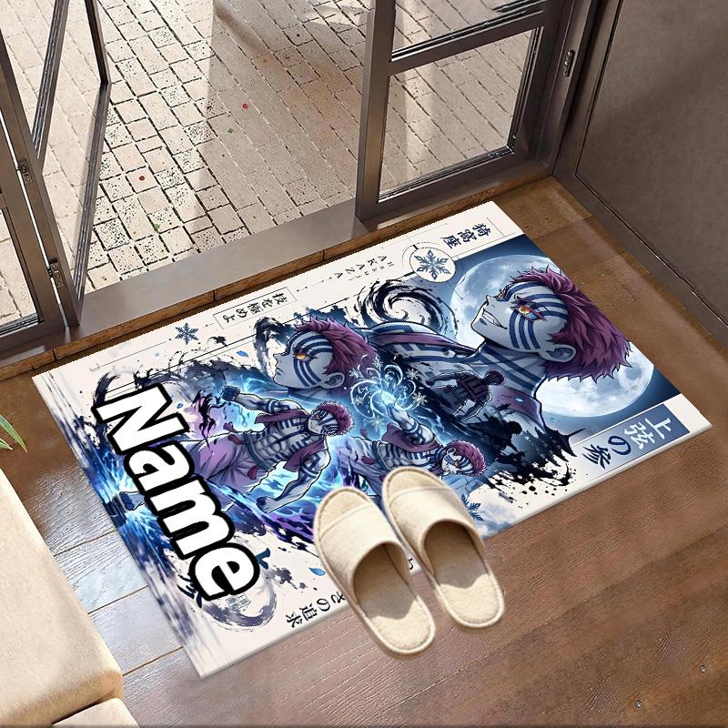 Custom Name Personalized Demon Slayer Print Carpet, Versatile Home Decor Rug, for Playroom, Apartment, Balcony, Entryway, Hallway Gift