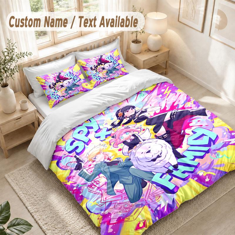 Spy Family Bedding Set, 1 Duvet Cover & 2 Pillowcases Soft Comfortable Bedroom Home Textile Decor