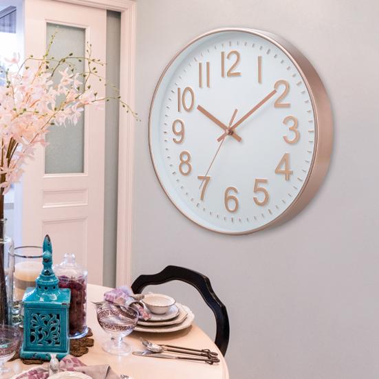 Wall Clock Large Numerals Design Easy-to-Read Battery Operated Modern Silent Non-Ticking Round Clock Wall Decoration