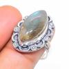 Лабрадорит Ручной работы Серебро 925 пробы Ювелирное кольцо Размер 7 s0P96