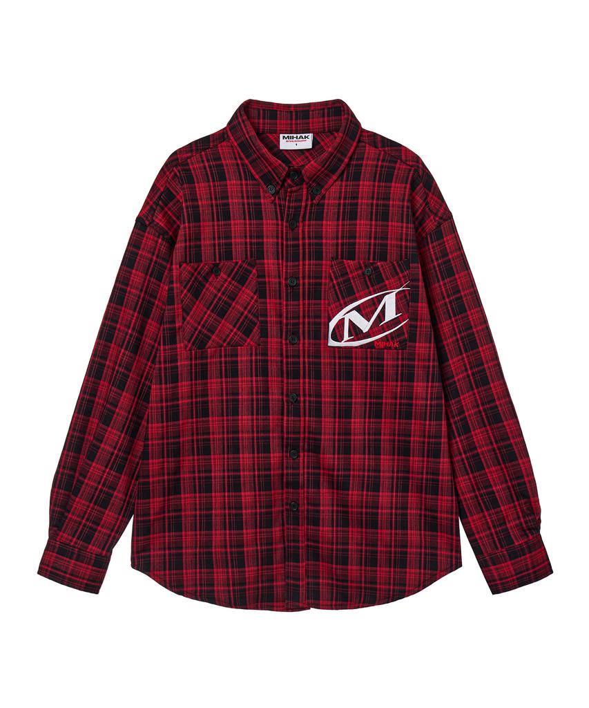 Фланелевая клетчатая рубашка Mihag с карманом и логотипом (красный)