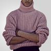 Mens Casual Fall Winter Chunky Sweaters Turtleneck Cable Knitted Pullover Long Sleeve Loose Fit Knit Tops for Men High Neck Thermal Warm Basic Sweater