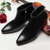 Luxury Men Ankle Boots Genuine Leather Men's Shoes Fashion Pointed Toe Dress Wedding Male Shoes Side Zipper Basic Boots for Men
