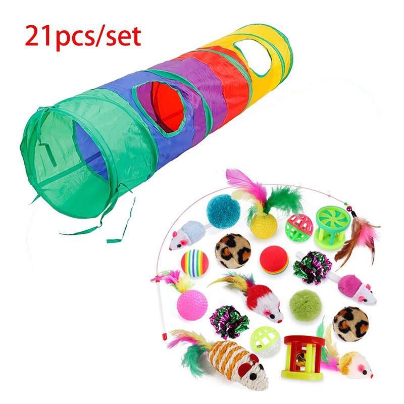 Rainbow Cat Tunnel Collapsible Pet Play Tube Interactive Hide And Seek Toy For Kitten Puppy Puzzle Exercise Agility Outdoor