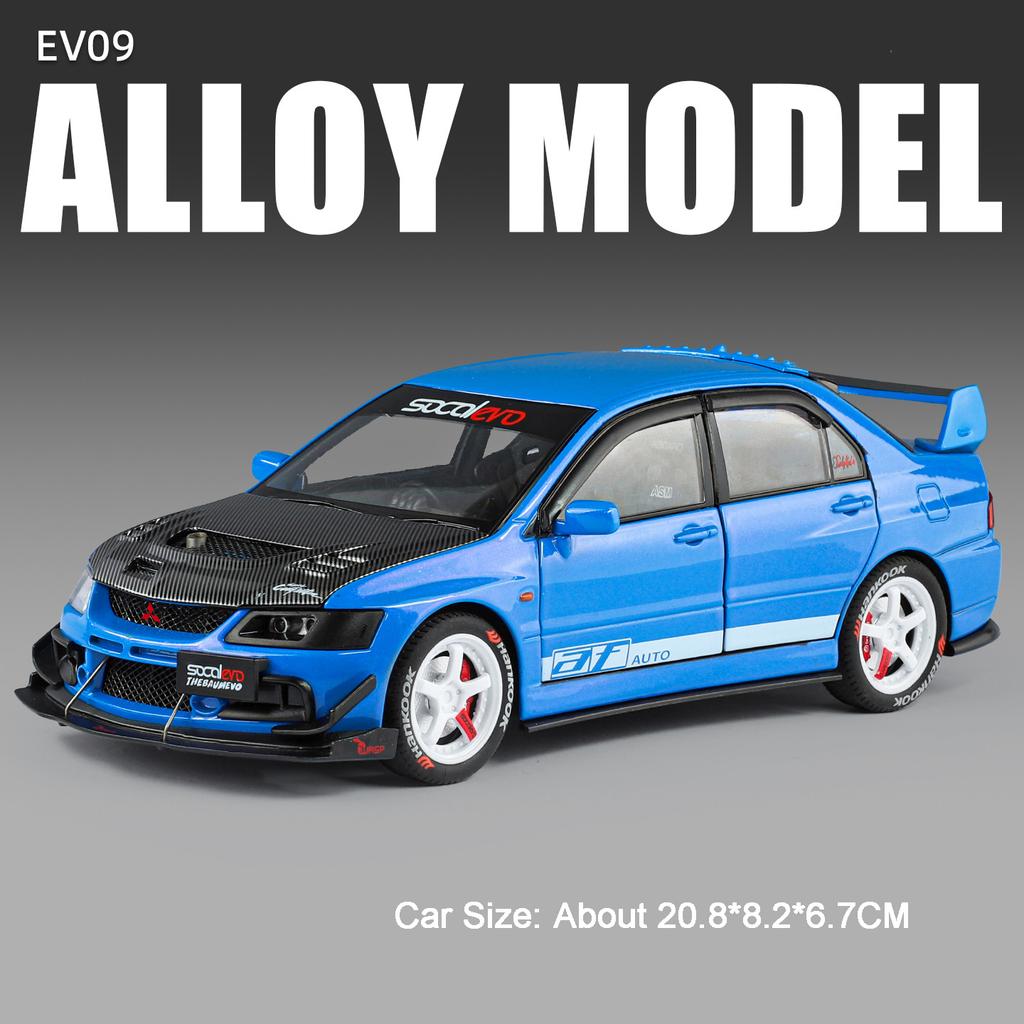 1:24 Lancer Evolution IX M3 Toy Sports Car Model Toy Sound Light Pull Back Doors Opened Supercar Models Presents for Kids