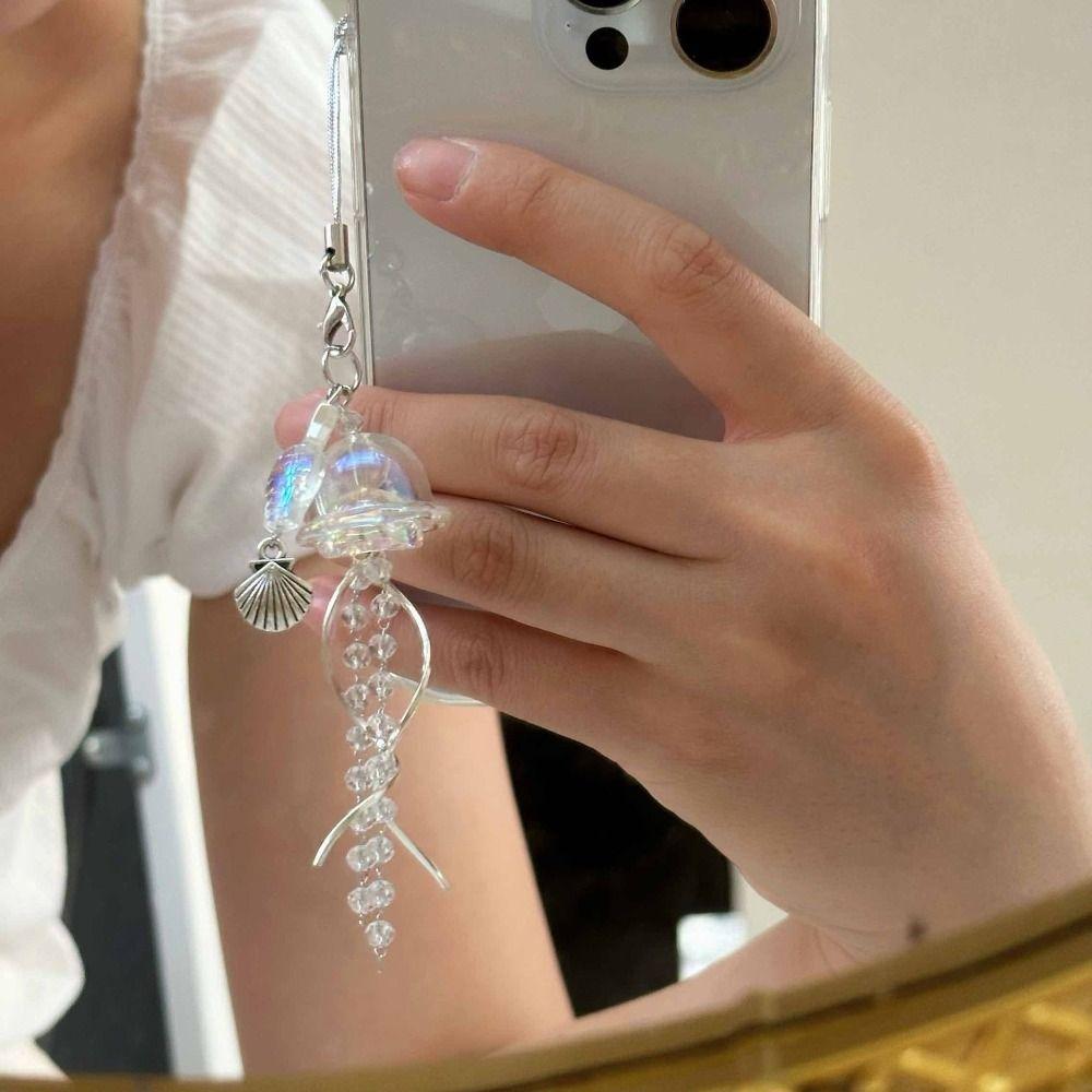 Y2K шнурок для телефона с бисером шнурок для телефона с изображением медузы на океанскую тематику для женщин и дам