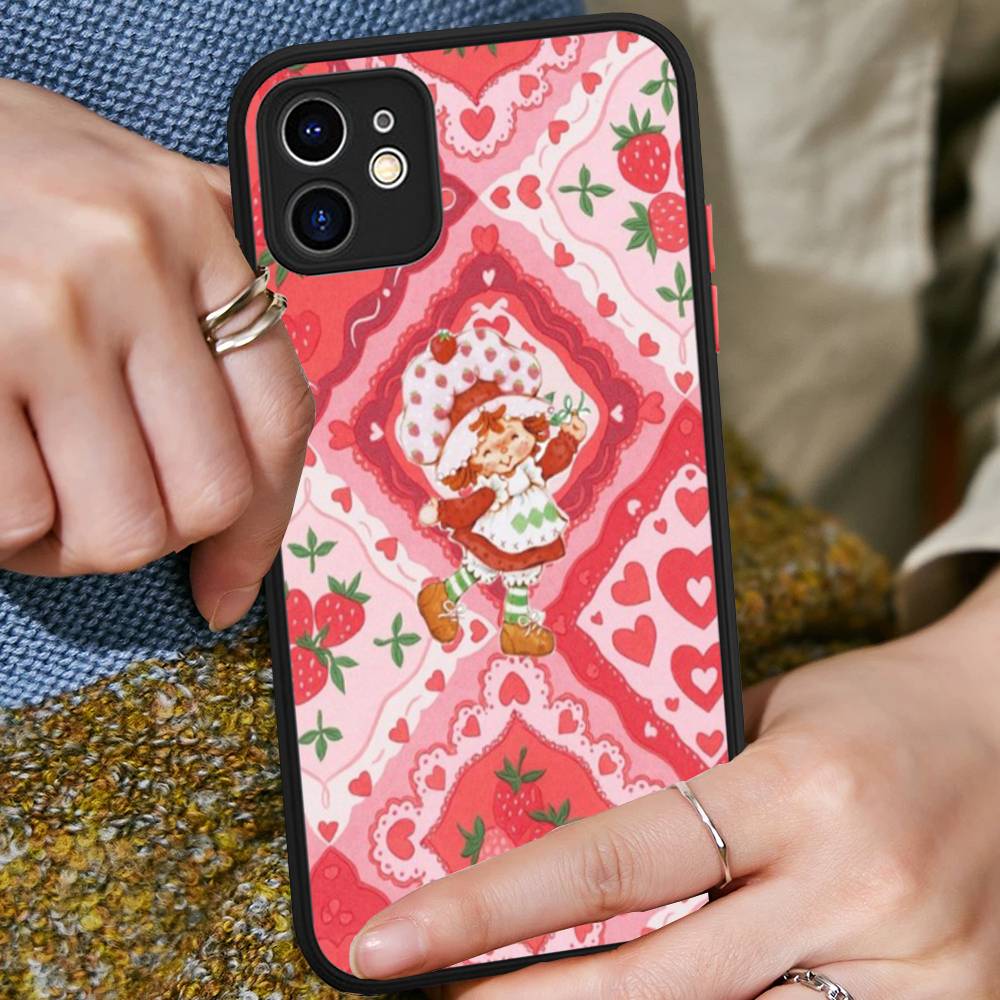 S-Девочка с клубничным тортом Для IPhone 16 Pro Max 15 14 13 12 11 XS MAX X Plus Конфетный Цвет Матовый ТПУ Чехол для Телефона