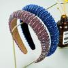 1Pc Headband Elegance Women's Baroque Hair Band Multicolor Padded Head Crown Crystal Beaded Wide Edge