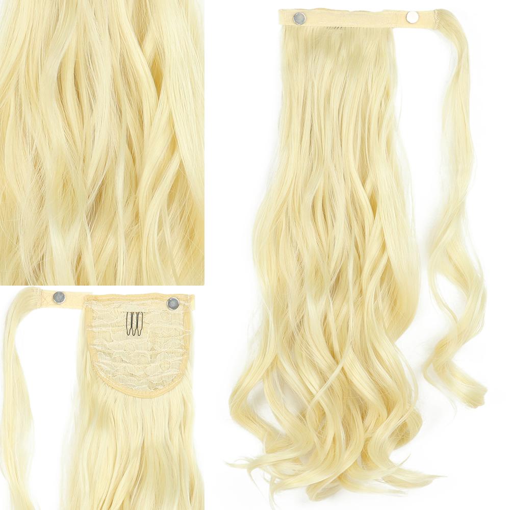 LISI HAIR Синтетические 22-дюймовые длинные волнистые заколки в хвосте для наращивания волос, блондинка, черный натуральный кусок волос