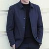Мужская куртка Элегантный мужской деловой пиджак средней длины с отложным воротником, однобортный дизайн для сезонов осень-весна