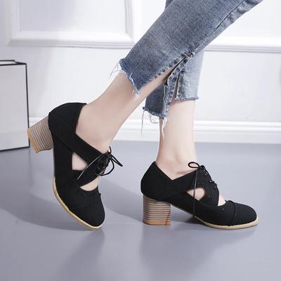 Мода 2024 года, брендовые женские туфли на шнуровке, женские туфли на высоком каблуке, модные ажурные туфли для офиса и карьеры, горячая распродажа, туфли на однотонном каблуке больших размеров для женщин