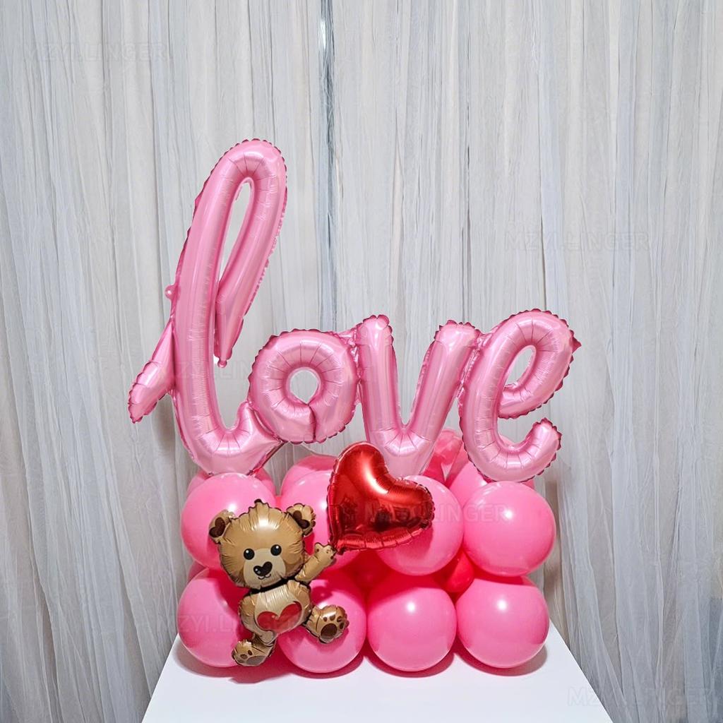 Набор воздушных шаров LOVE с мишкой Love, шары из алюминиевой пленки, для Дня святого Валентина, свадьбы, дня рождения, вечеринки, душа, фотореквизит