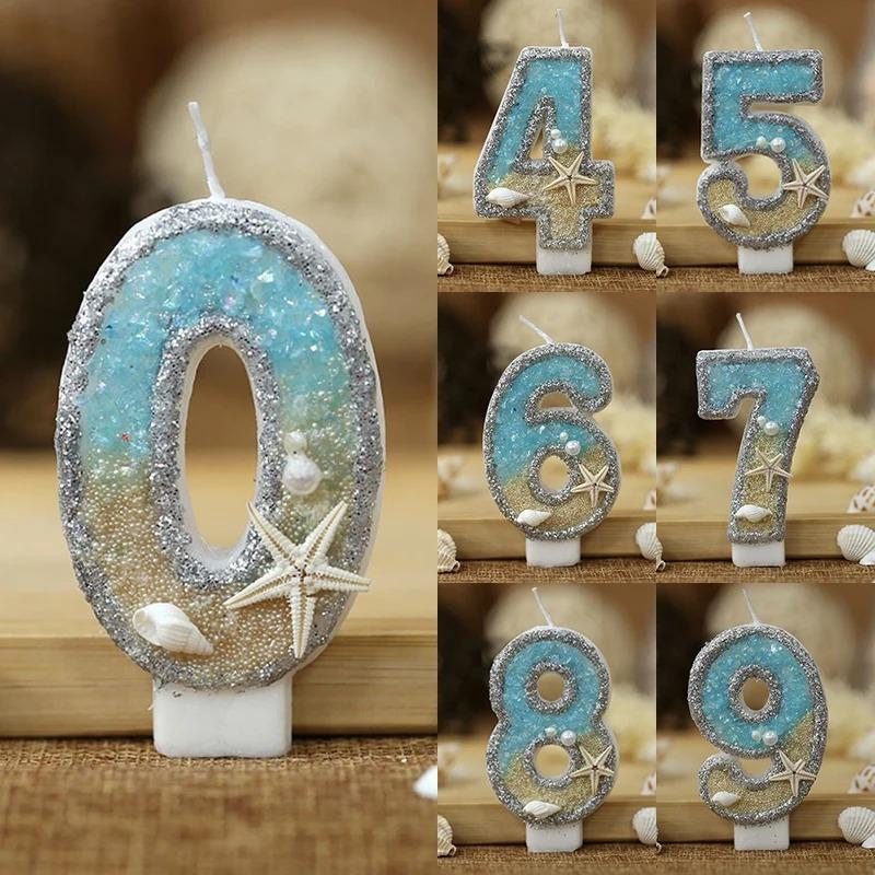 Замороженные свечи на день рождения с синими снежинками, 0-9 номеров, свеча для торта, Топпер для торта принцессы, украшение для дня рождения, velas Decorativas