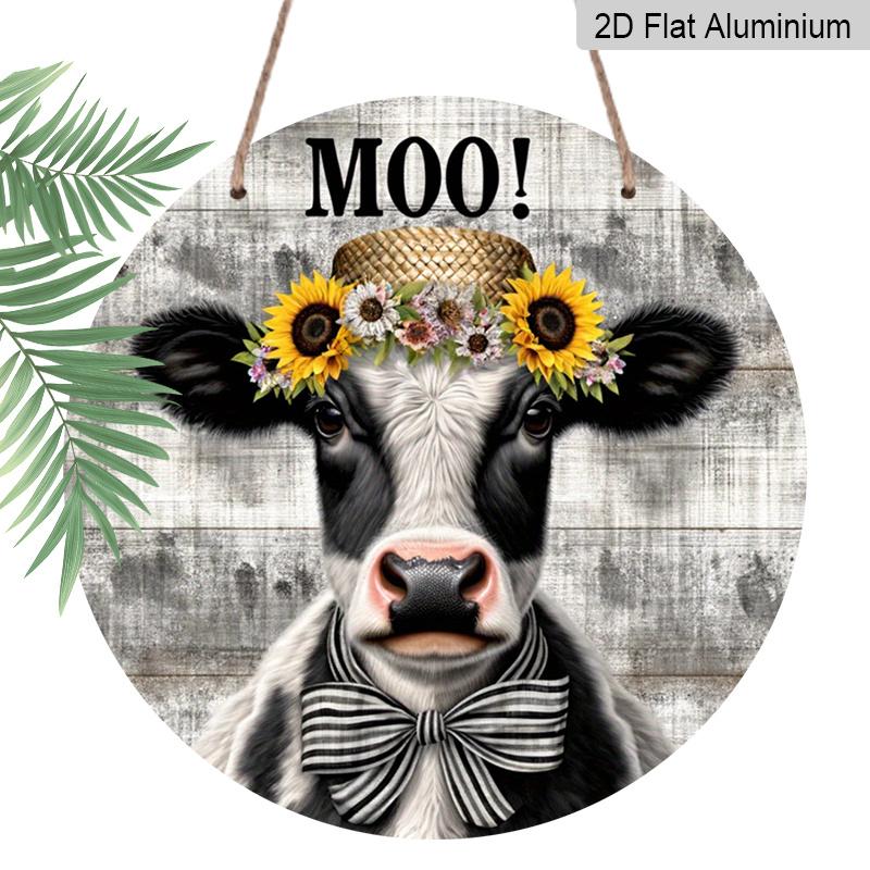 2D Flat 1pc, 8x8 in, Rustic Cow "Moo Y'all" Aluminum Metal Sign, Printed Artwork, Farmhouse Wall Decor, Home & Garden, Kitchen, Bar, Garage, Shop