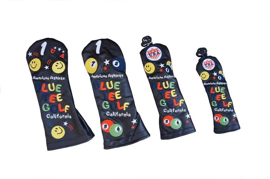 Чехол для гольфа BLUE TEE California с вышивкой в виде руки кошки для фервея [УЛЫБКА И ПИНБОЛ] Высококачественная отделка! [Цвет черный] (черный, (общий))