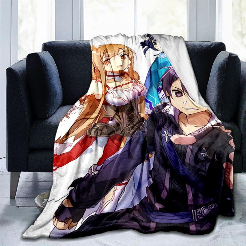 Популярное аниме SAO Sword Art Online, аниме, современное одеяло Gedruckt Bettdecke Geschenk, фланелевые мягкие плюшевые одеяла для дивана-кровати