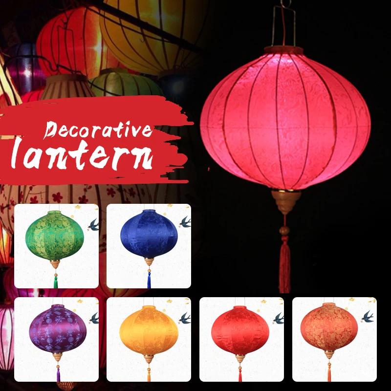 Chinese Floral Silk Lanterns 12/14 Inch Japan Vietnam Mid-autumn Traditional Lantern For New Year Wedding Party Spring Decor