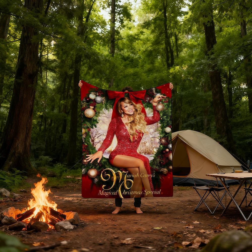 Singer M-Mariah C-Carey Merry Christmas Blanket Super Warm Comfortable Plush Throw Blanket Child Home Sofa Bedroom Gift