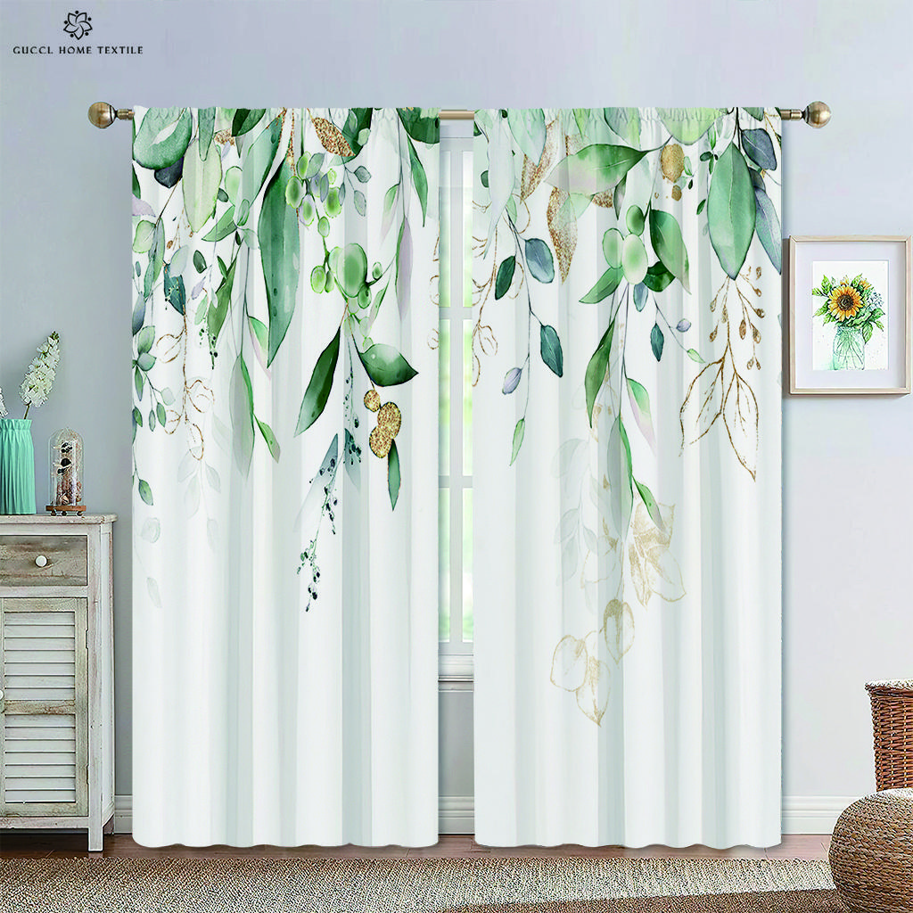 Карман для карниза с цветочным рисунком в виде листьев для спальни, гостиной, кухни, домашнего декора, современного простого оформления окна, 2 шт.