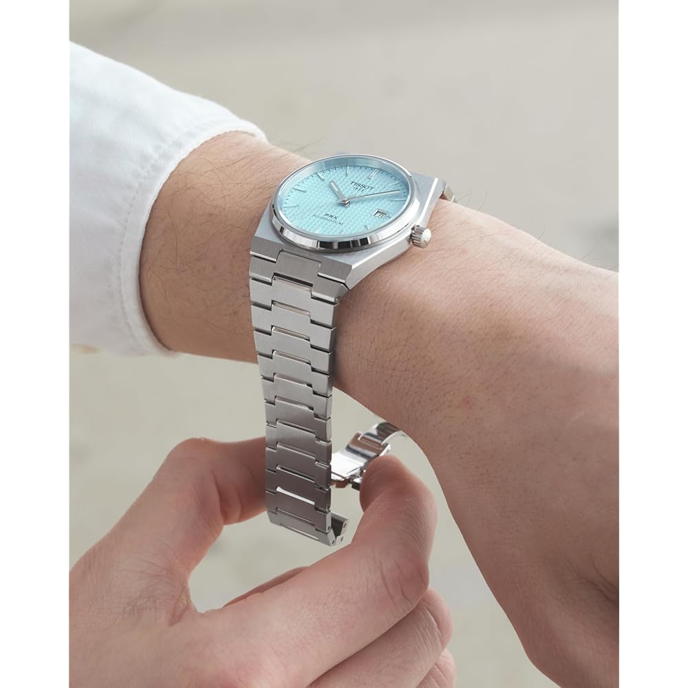 Мужские часы TISSOT PRX Powermatic 80 с циферблатом и браслетом цвета ледяной синевы (T1374071135100) [Официальный импорт]