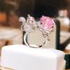 Little Squirrel Pink Diamond Sugar Cube Ring Personalized Haute Couture Design Colorful Treasure Live Birthday Gift