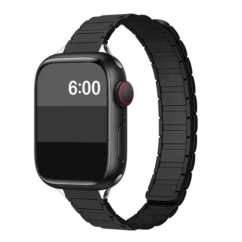 Магнитный силиконовый ремешок-петля для Apple Watch S11 42/46 мм 41 мм 45 мм Тонкие ремешки 44 мм 40 мм 38 мм Браслет iWatch SE 10 9 8 7 6 5 4 Ultra1/2/3 49