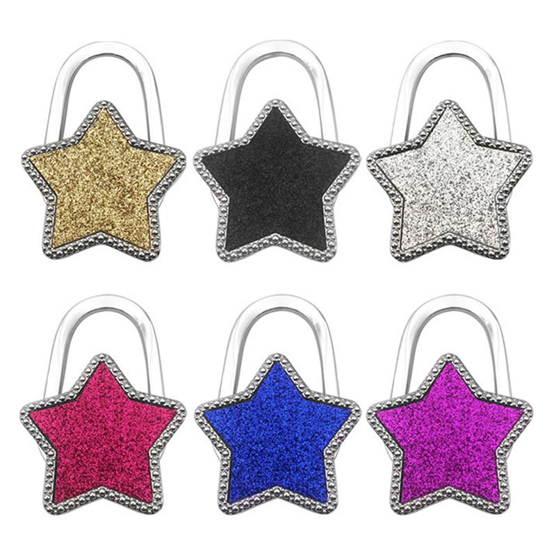 1Pcs Creative Bag Hook Shiny Folding Zinc Alloy Star Table Edge Handbag Hanger