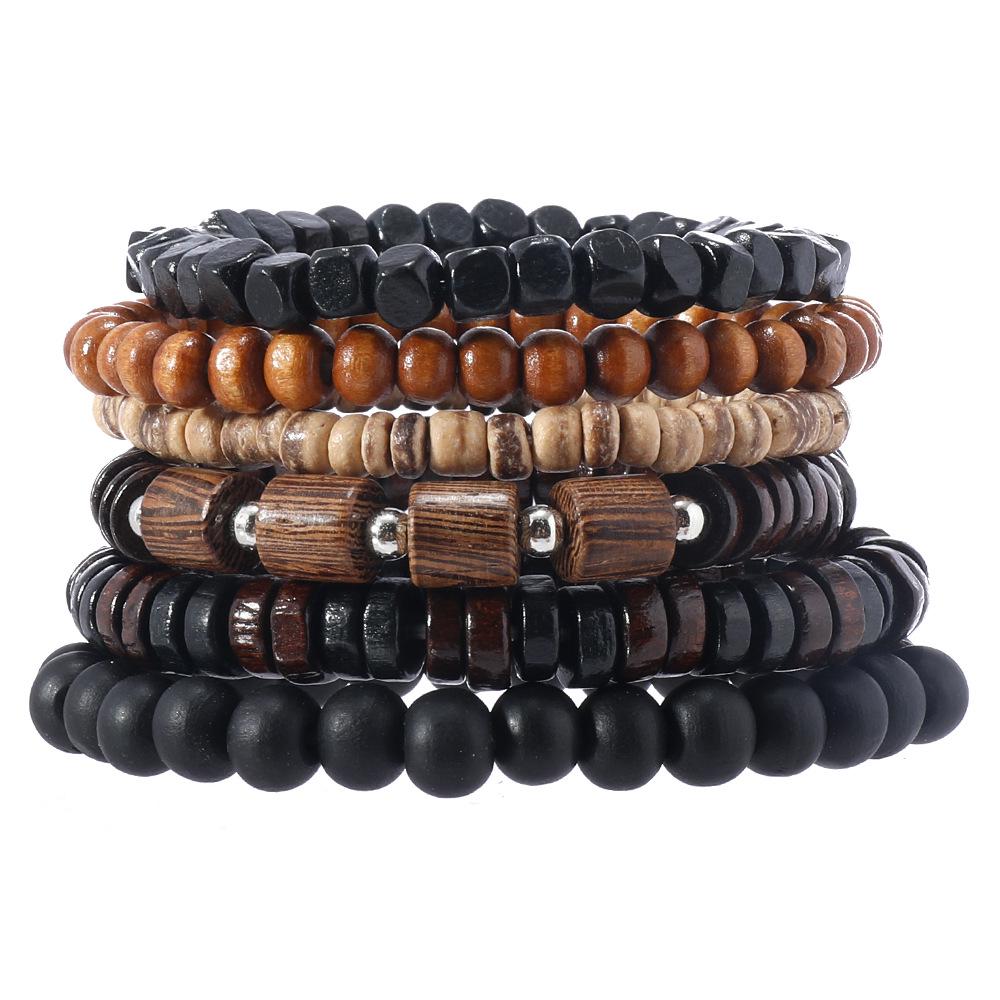 Retro Wooden Bead Men's Bracelet: Multi-Layer Handmade Jewelry