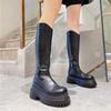 Европейские сапоги Сапоги рыцаря Женские 2025 осень и зима на толстой подошве сапоги-маффины Мотоциклетные сапоги Облегающие сапоги