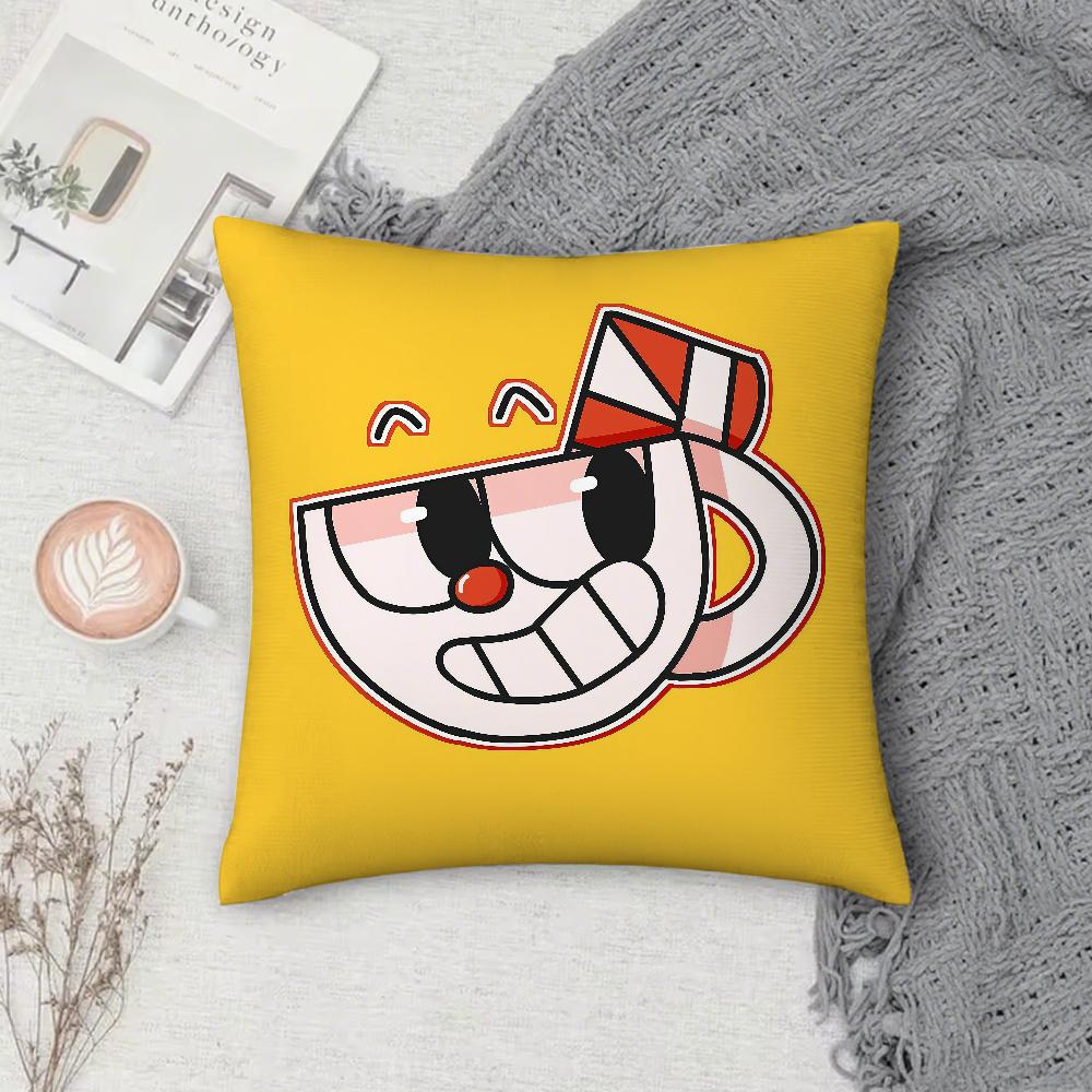 Мультяшная наволочка C-Cupheads Квадратная Двусторонняя Печать Чехол для Подушки Дивана Наволочка Спальня Прикроватная