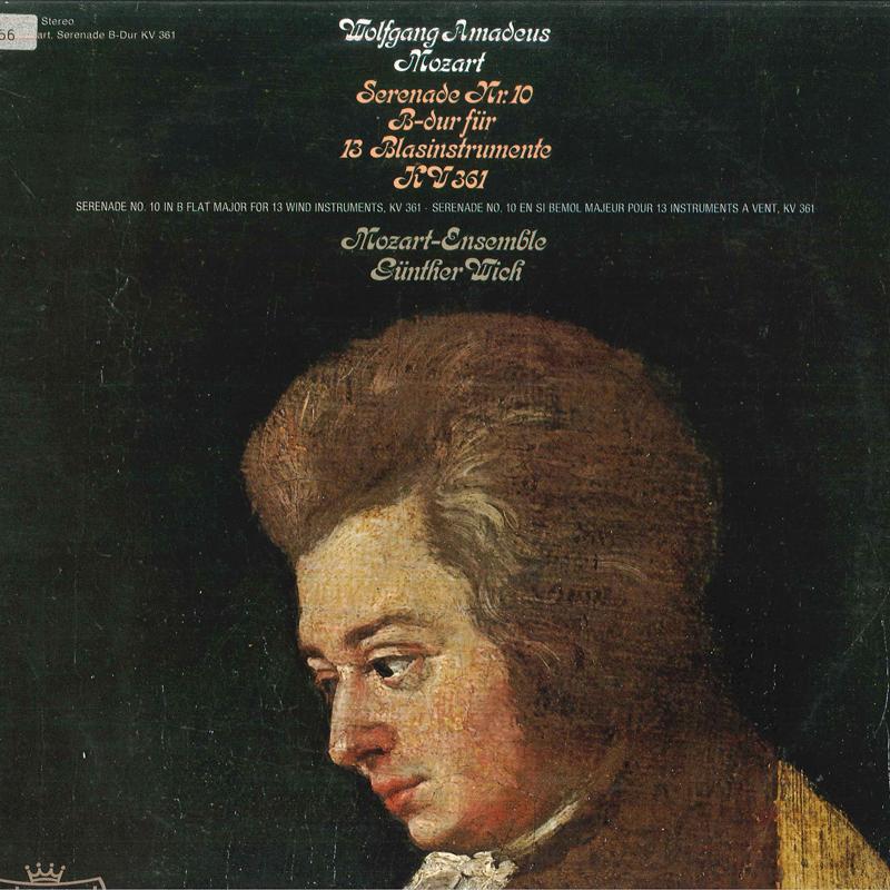 Виниловая пластинка GUNTHER WICH, MOZART - ENSEMBLE STU - Моцарт Серенада №10 B-dur Для 13 B 297200K INTERCORD 1975 Япония Классическая Б/у