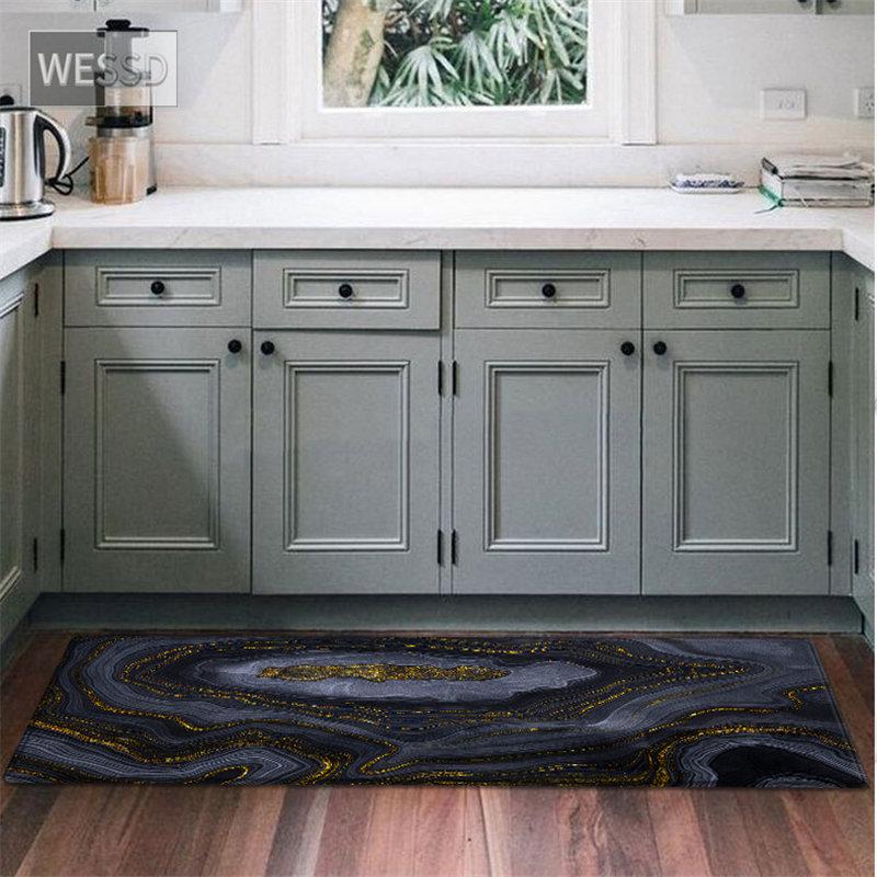 Черный, серый мраморный коврик для гостиной, противоскользящие кухонные коврики для пола, прикроватные коврики для спальни, украшение дома