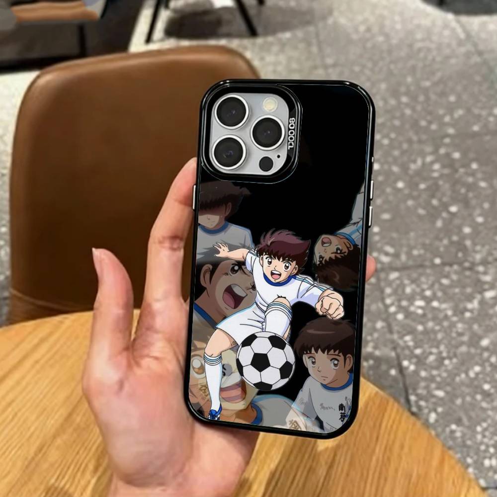Аниме C-captain T-tsubasa Чехол для телефона для iPhone17,16,15,14,13,12,11 Plus,Pro Max Цветной Серебряное покрытие Внутренняя крышка