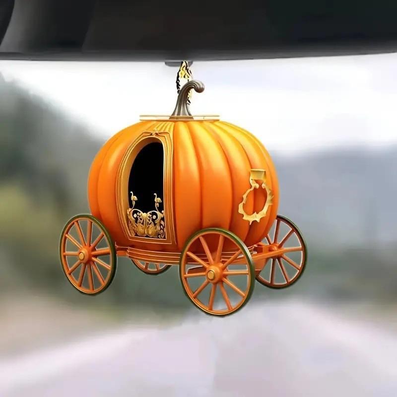 Carriage Pumpkin Halloween Acrylic Flat Surfac Pendant For Interior Enhancement