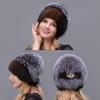 JERYAFUR Женская модная зимняя шапка из натурального меха норки и чернобурки