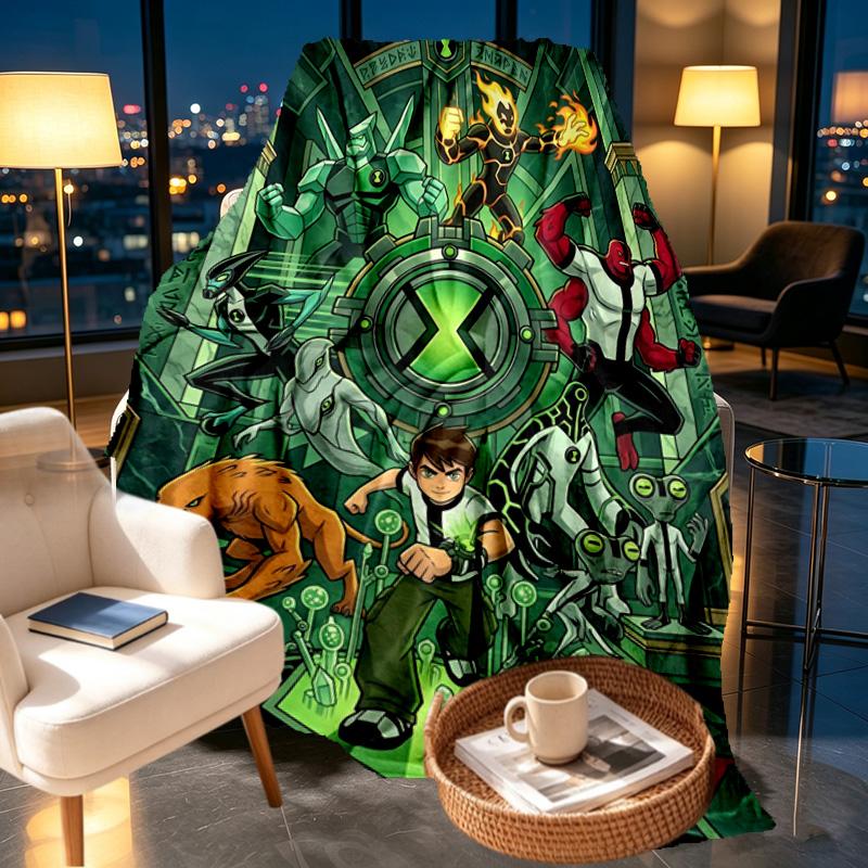 Ben 10 Cartoon Print Blanket - Soft & Comfortable, for Bedroom, Travel, Sofa, Home Decoration - Birthday Christmas Gift for Friend