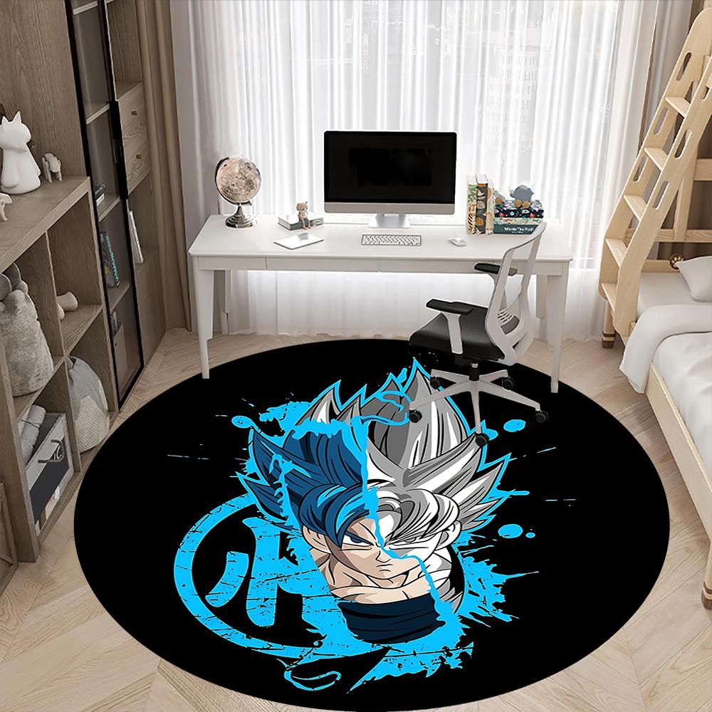 1pc Goku Dragon Ball Office Round Area Rug, Indoor Mat Suitable For Office,Bedroom Living Room Home Decor, Room Deco a0926181