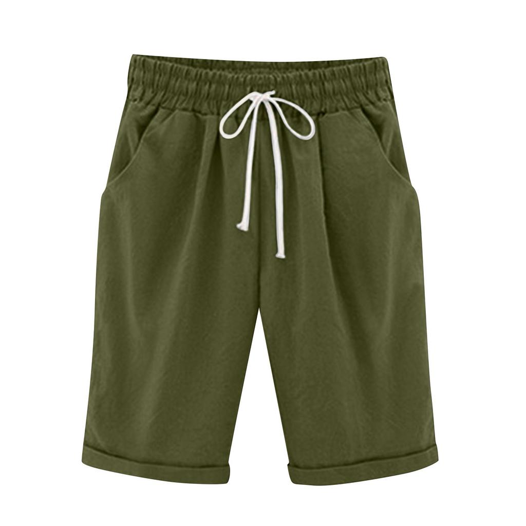 Женская мода, новые летние однотонные тонкие свободные брюки со средней талией, повседневные брюки с пятью точками