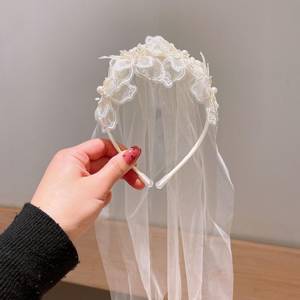 3D Princess Headband Versatile Hair Headband Cute Pearl Crown Girls Birthday Party Photo Props