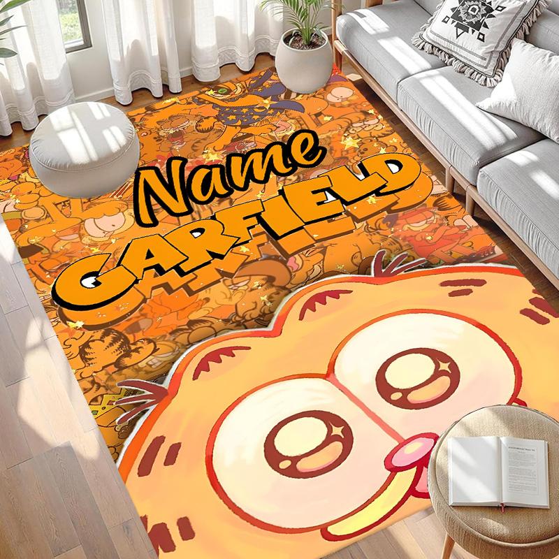Custom Name Personalized Garfield Print Carpet, Versatile Home Decor Rug, for Playroom, Apartment, Balcony, Entryway, Hallway Gift