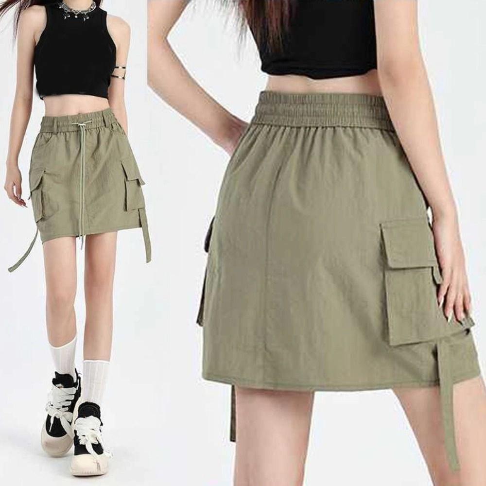 Loose Wide Half Leg Skirts Lace Up Cargo Skirts Fashion Causal Skirts Women  Streetwear