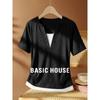 Базовая женская футболка Basic House с V-образным вырезом, коротким рукавом, имитация двух предметов