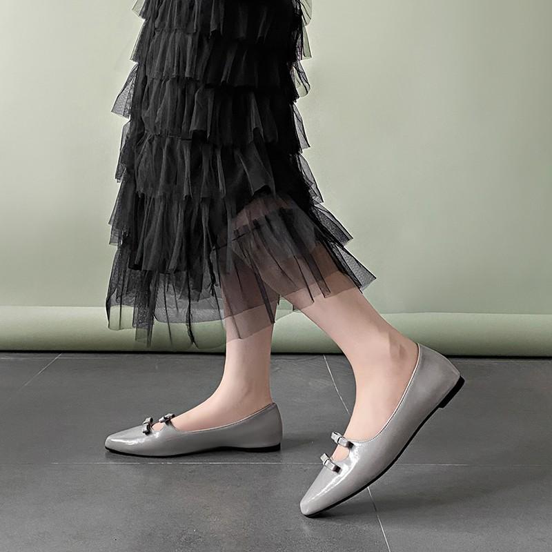 Модные модные туфли с острым носком и двойным бантом для женщин Мэри Джейн, новинка 2024 года, осенние туфли на плоской подошве, женские красные мягкие туфли Zapatos