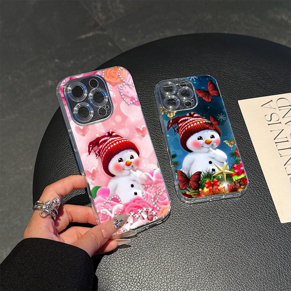 Ae110 Merry Christmas Magsafe Прозрачные чехлы для Samsung S23 S24 Ultra S20 S21 FE iPhone 16 13 15 14 Pro Max XR Магнитная беспроводная зарядка Задняя крышка