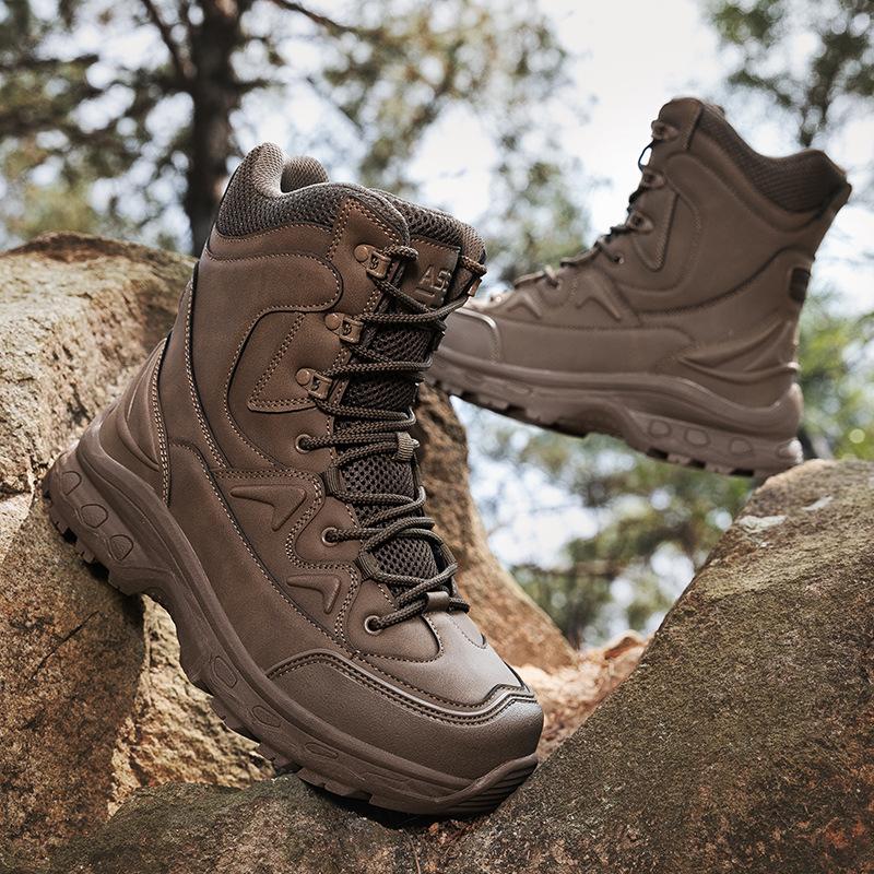 New Large Size Combat Boots PU Mesh Medium Top Wear-resistant Tactical Boots Outdoor Sports Hiking Shoes Hiking